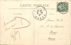 POSTAL Bayeux de la VENDIMIA el puente visto catedral de los tres ninos de las linternas al pecado