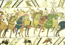 POSTAL MODERNA Bayeux Tapisserie de la reina de Matilde que la caballeria S normando sacude