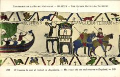 CPA Bayeux Tapisserie De La Reine Mathilde Il traverse la mer et revient en Angleterre