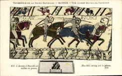CPA Bayeux Tapisserie De La Reine Mathilde L armee d Harold est taillee en pieces