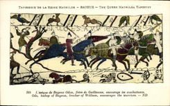 Tapiceria de Bayeux de la POSTAL de la VENDIMIA de la reina Matilde L obispo del hermano de Bayeux Odon de Guilluame