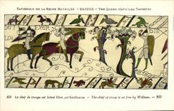 CPA Bayeux Tapisserie De La Reine Mathilde Le chef de troupe est laisse libre par Guillaume