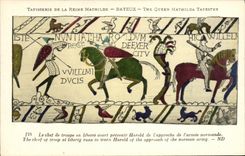 CPA Bayeux Tapisserie De La Reine Mathilde Le chef de troupe en liberte court prevenir Harold