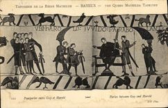 CPA Bayeux Tapisserie De La Reine Mathilde Pourparler entre Guy et Harold