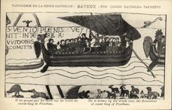 POSTAL Bayeux Tapisserie de la VENDIMIA de la reina Matilde es crecimiento al lado de los vientos