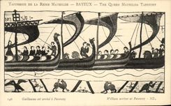 CPA Bayeux Tapisserie De La Reine Mathilde Guillaume est arrive a Pevensey