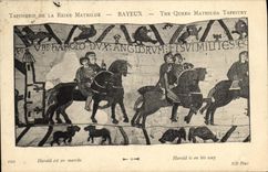 CPA Bayeux Tapisserie De La Reine Mathilde Harold est en marche 