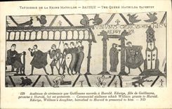 CPA Bayeux Tapisserie De la Reine Mathilde Audience de ceremonie que Guillaume accorde a Harold