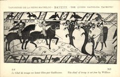 CPA Bayeux Tapisserie De la Reine Mathilde Le chef de troupe est laisse libre par Guillaume