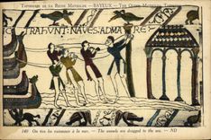CPA Bayeux Tapisserie De la Reine Mathilde On tire les vaisseaux a la mer