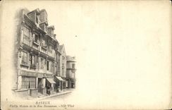 Casa vieja de Bayeux de la POSTAL de la VENDIMIA de la calle Bienvenne