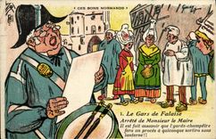 VINTAGE POSTCARD the Cliff Guy Stopped of Mister the Mayor Folklore Costume These Norman Goods