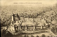 VINTAGE POSTCARD Cliff the Castle in XVl E century D after an old print