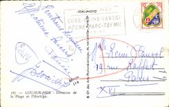 POSTAL MODERNA Lucas en pendiente del mar con la playa y L registran