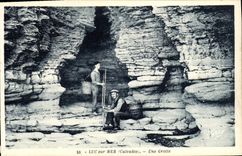 POSTAL Lucas de la VENDIMIA en el mar el Sinning agujereado de la roca