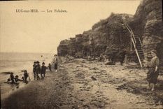 CPA Luc Sur Mer Les Falaises Femme Enfants