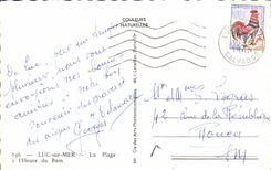 POSTAL MODERNA Lucas en Mer la playa tiene L hora del bano