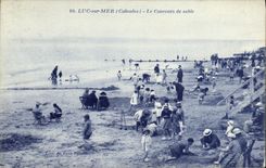 POSTAL Lucas de la VENDIMIA en el mar la competencia de la arena