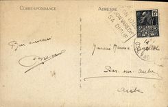 POSTAL Lucas de la VENDIMIA en el mar en la playa y las cabinas