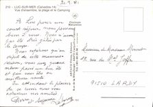 POSTAL MODERNA Lucas en la opinion del mar la playa y el sitio para acampar