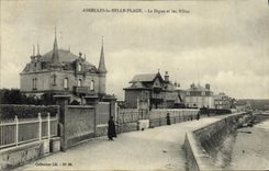 VINTAGE POSTCARD Asnelles the Beautiful Beach the Dam and Villas