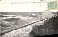 VINTAGE POSTCARD Asnelles Storm of September 30th  1905 the flooded dam