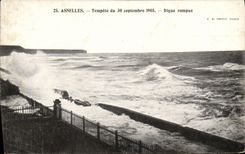 VINTAGE POSTCARD Asnelles Storm of September 30th  1905 the broken dam