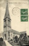 VINTAGE POSTCARD Asnelles L church and the Cemetery