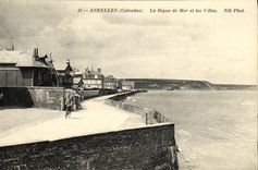 VINTAGE POSTCARD Asnelles the Beach and the Dam of Sea and villas