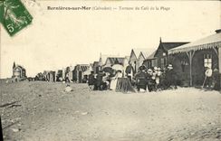 VINTAGE POSTCARD Bernieres On Sea Terrace of the Coffee of the Beach
