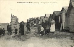 VINTAGE POSTCARD Bernieres On Sea View of the Cabins