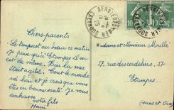 VINTAGE POSTCARD Bernieres on Sea Street of the Elms Old tower XV E Century