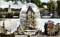 CPM Orbec Vue generale Chateau de la Vespiere Rue grande et chapelle de l hospice 