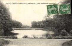 VINTAGE POSTCARD Banneville the Countryside L Pond of the Castle of Manneville