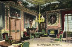 VINTAGE POSTCARD Castles of the Apple brandy Castle of Balleroy Living room D Honor