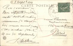 VINTAGE POSTCARD Bernieres on Sea Road of Courseulles L Church