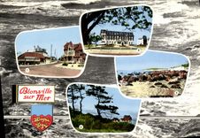 MODERN CARD Blonville on Sea Road of Deauville La Poste Host of city and stopover black Rocks Seen of the beach