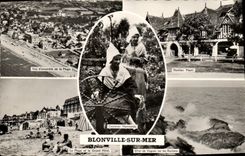 CPM Blonville sur Mer Folklore fileuse Pavillon Fleuri Plage 