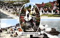 CPM Blonville sur Mer Pavillon FLeuri Fileuses Folklore Plage 