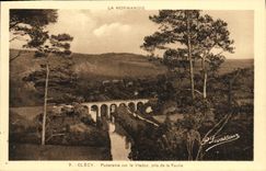 VINTAGE POSTCARD Clecy Panorama on the Viaduct taken of Favrie