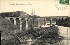 VINTAGE POSTCARD Clecy the large viaduct on L Decorates
