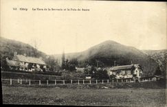 VINTAGE POSTCARD Clecy Train station of Serverie and the Sugar loaf