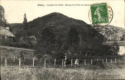 VINTAGE POSTCARD Clecy Train station of Clecy Borough and Sugar loaf