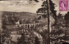 CPA Clecy Panorama sur l Orne et le Viaduc