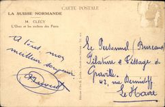 La POSTAL Suiza Normande Clecy L de la VENDIMIA adorna y las rocas de los parques