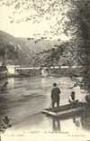VINTAGE POSTCARD Clecy the Bridge of Cantepie Boat
