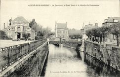 CPA Conde Sur Noireau La Druance le Pont Neut et le Cerele Du Commerce