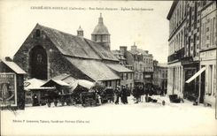 CPA Conde Sur Noireau Rue Saint Jacques Eglise Saint Sauveur Marche