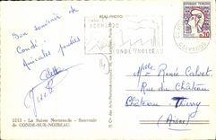 CPM Conde Sur Noireau Souvenir Les halles Place du marche Avenue de Verdun Temple suedois Nouvelles constructions 