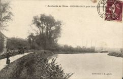 VINTAGE POSTCARD Colombelles close Caen Boat